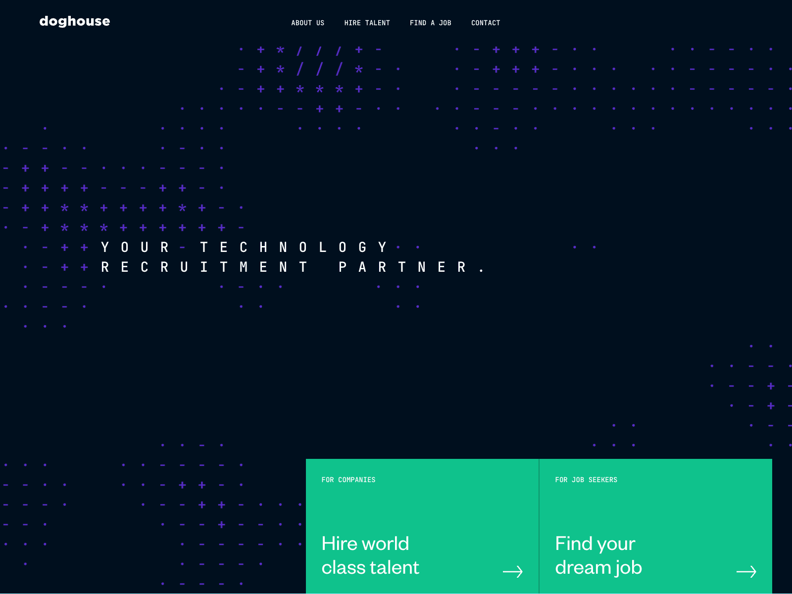 Doghouse Recruitment — Een recruitmentwebsite met WebGL-beeldtaal en een headless CMS Case Doghouse Recruitment